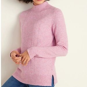 Old Navy Mock Neck Pointelle Sweater In Pink Size Large